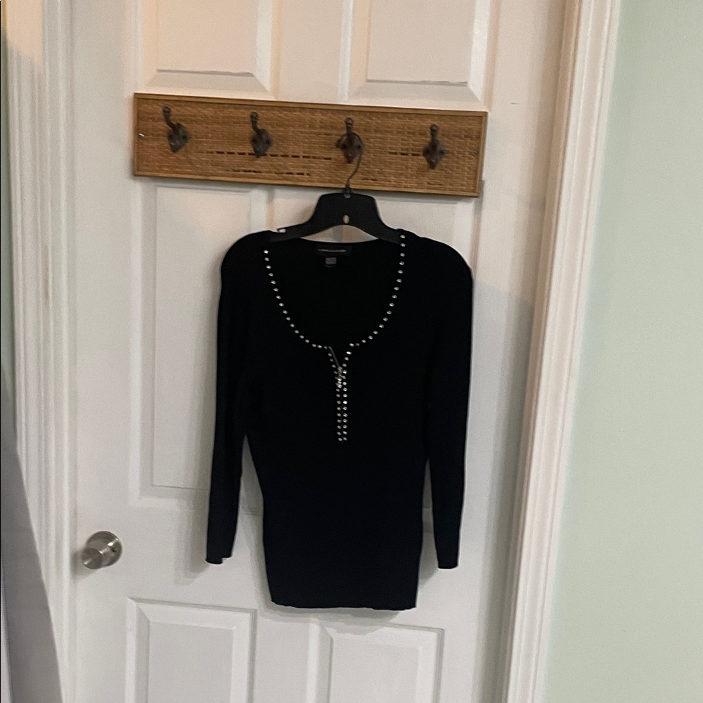 Cable & Gauge Black Sweater with Silver Accents